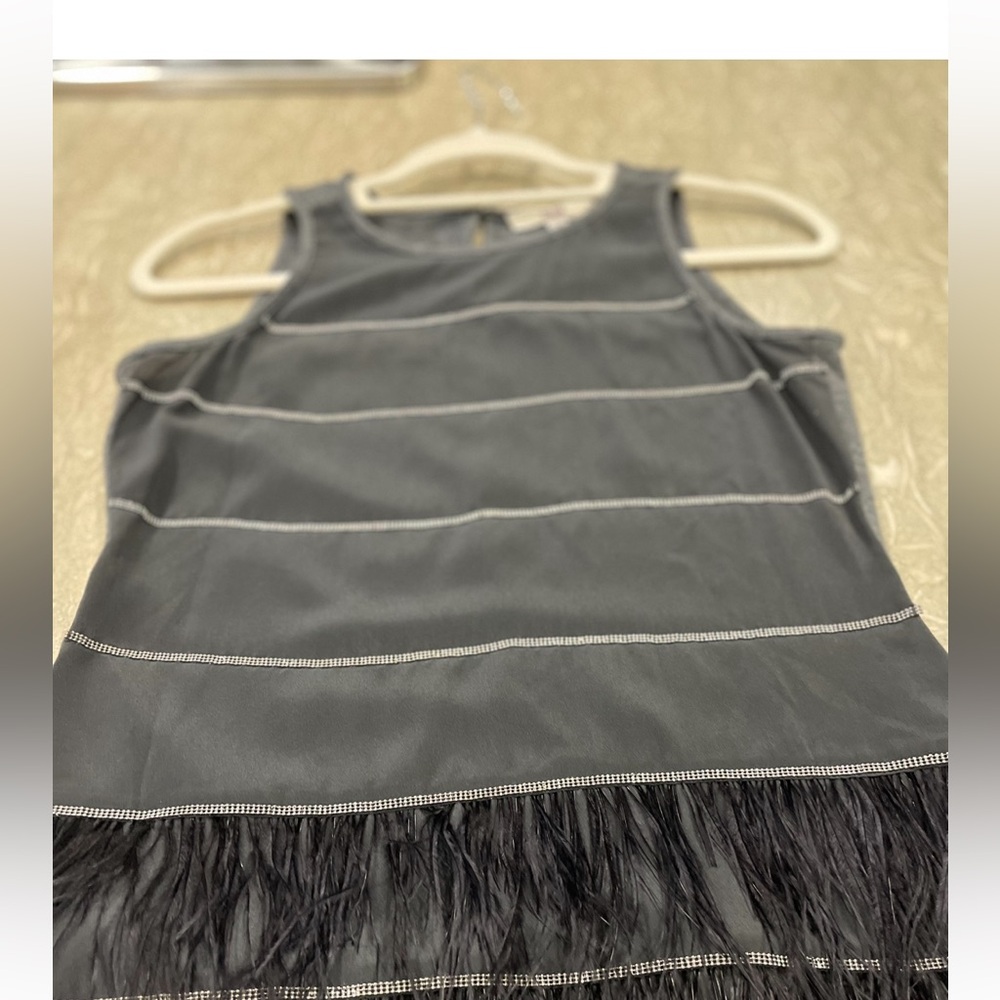 Etcetera Gray Fringe Top